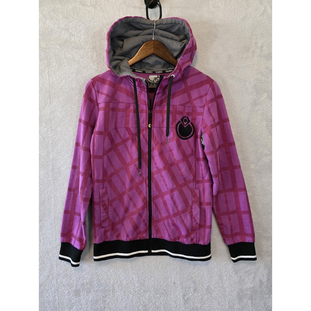 GUC Nomis Hoodie Womens Medium Pink Plaid Full Zip Logo Fleece Lined Winter